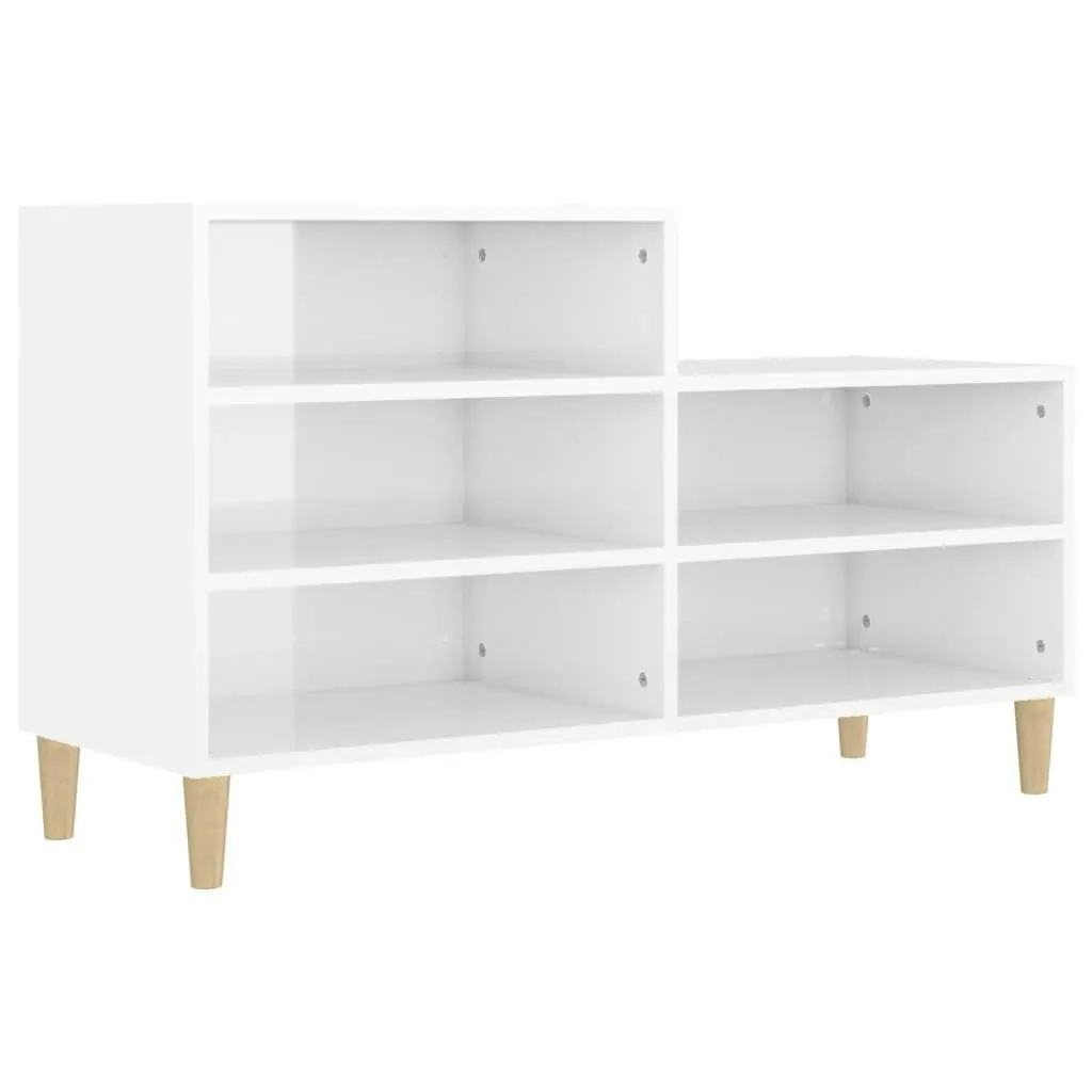 Shoe Cabinet High Gloss White 102x36x60 cm Engineered Wood 819726