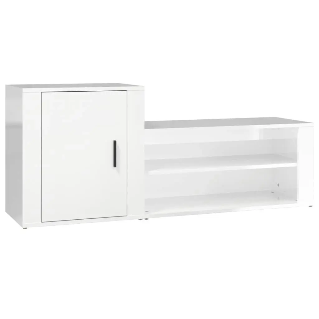 Shoe Cabinet High Gloss White 130x35x54 cm Engineered Wood 816746