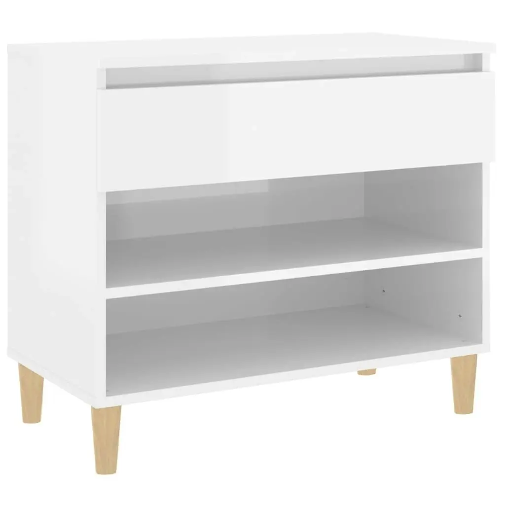 Shoe Cabinet High Gloss White 70x36x60 cm Engineered Wood 819758