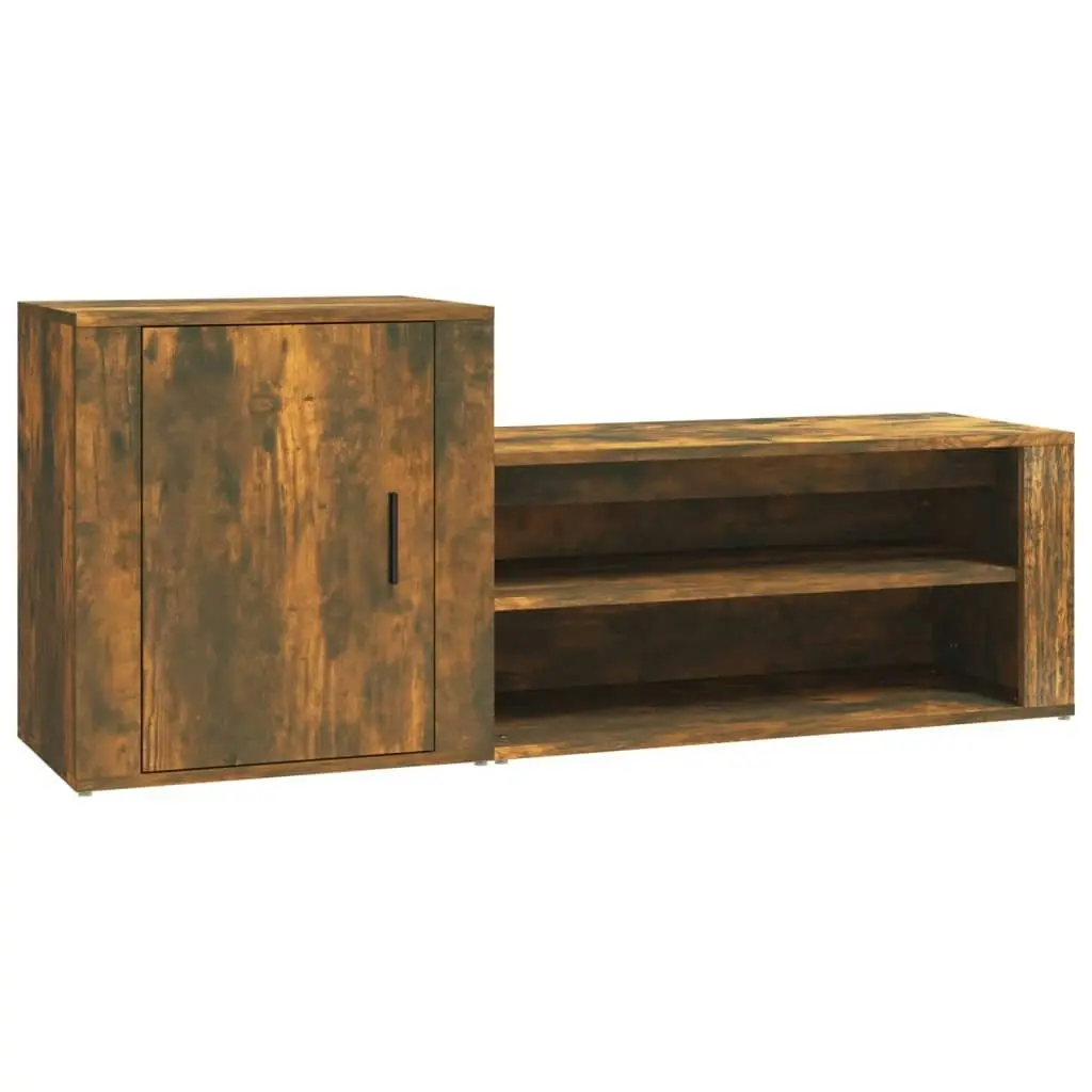 Shoe Cabinet Smoked Oak 130x35x54 cm Engineered Wood 816749