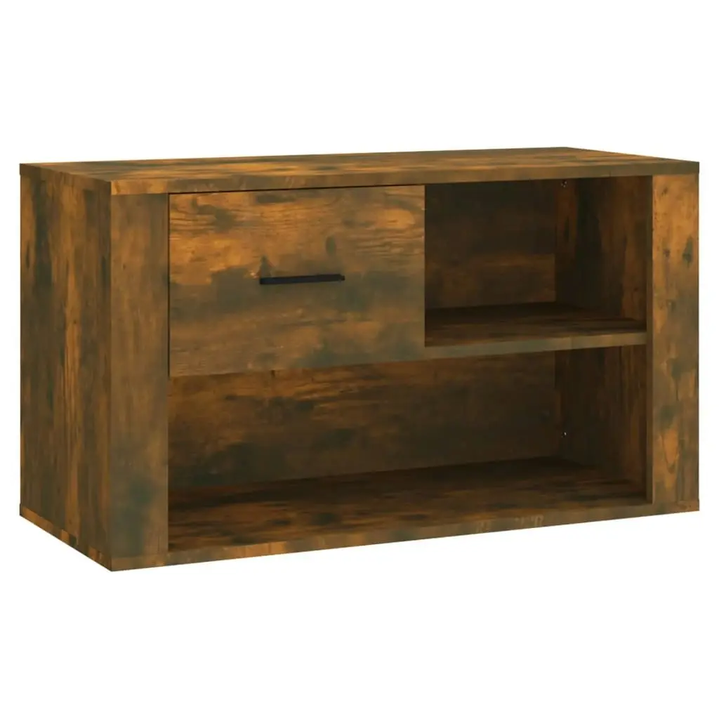 Shoe Cabinet Smoked Oak 80x35x45 cm Engineered Wood 816757