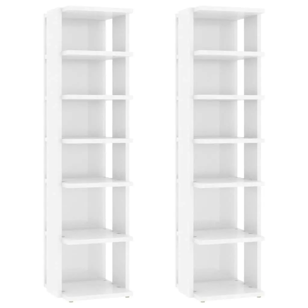 Shoe Cabinets 2 pcs High Gloss White 27.5x27x102 cm 808498