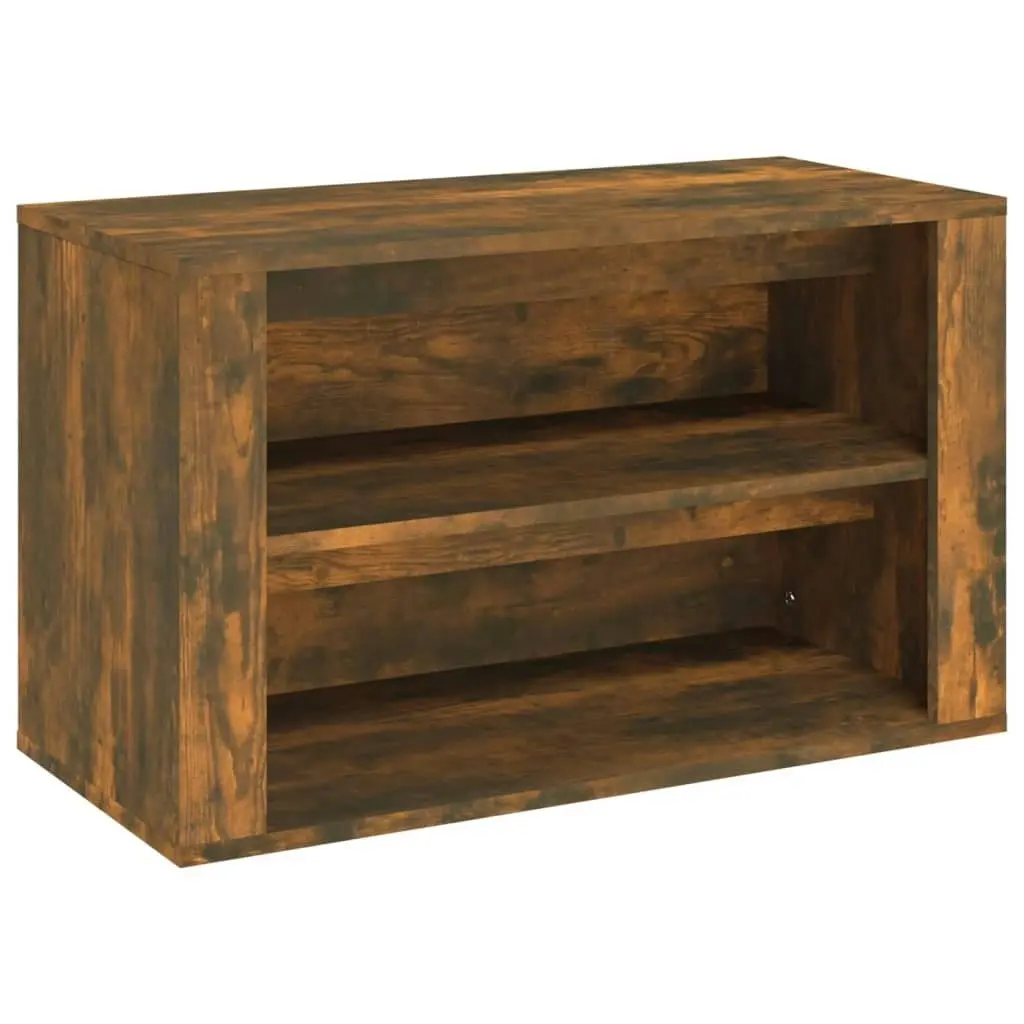 Shoe Rack Smoked Oak 75x35x45 cm Engineered Wood 816901