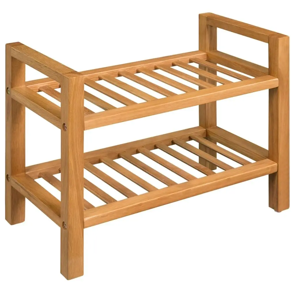 Shoe Rack with 2 Shelves 50x27x40 cm Solid Oak Wood 244208