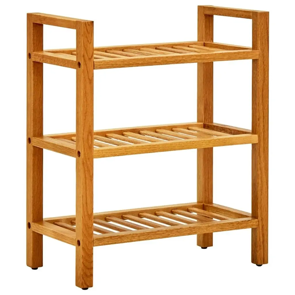 Shoe Rack with 3 Shelves 50x27x60 cm Solid Oak Wood 331745