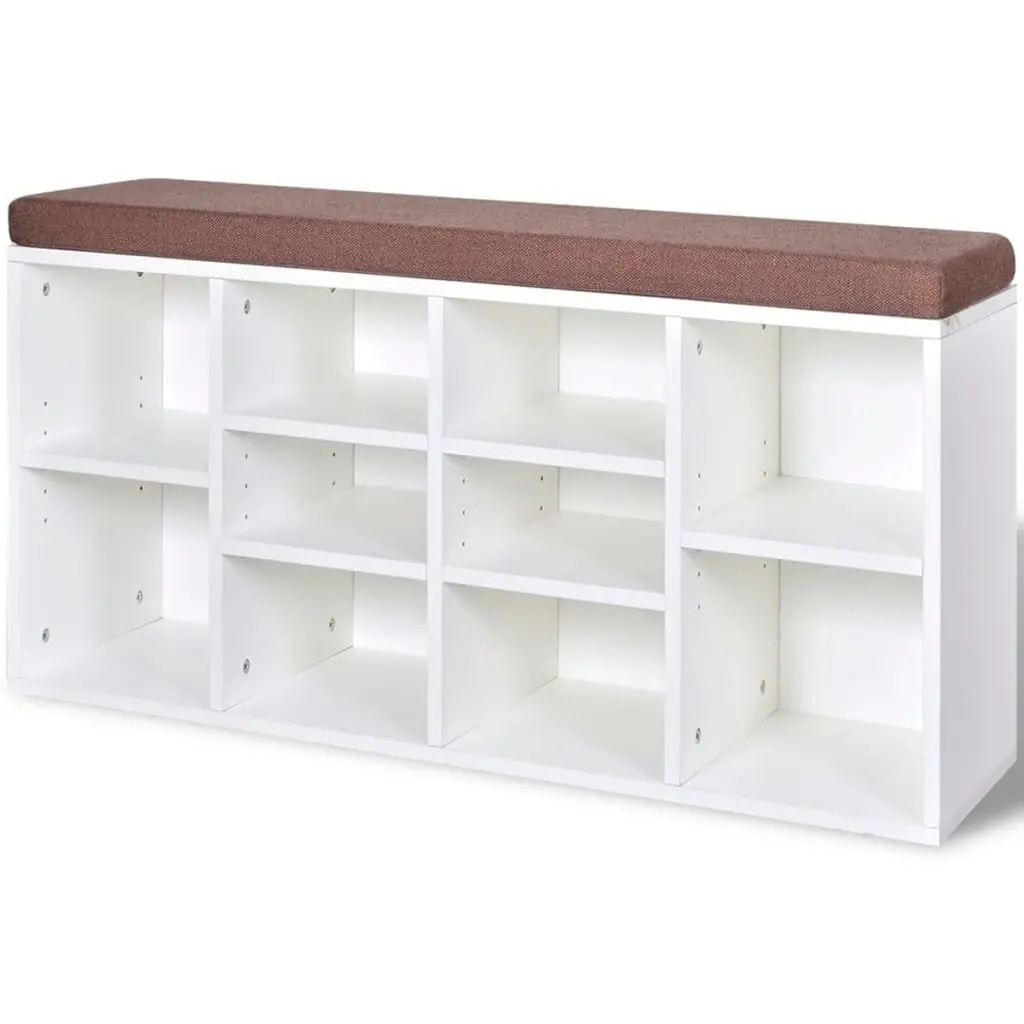 Shoe Storage Bench 10 Compartments White 242554