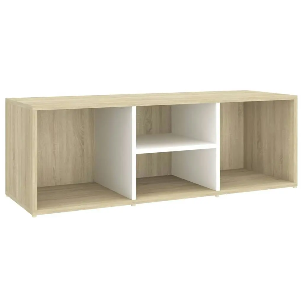 Shoe Storage Bench White and Sonoma Oak 105x35x35 cm Engineered Wood 804468