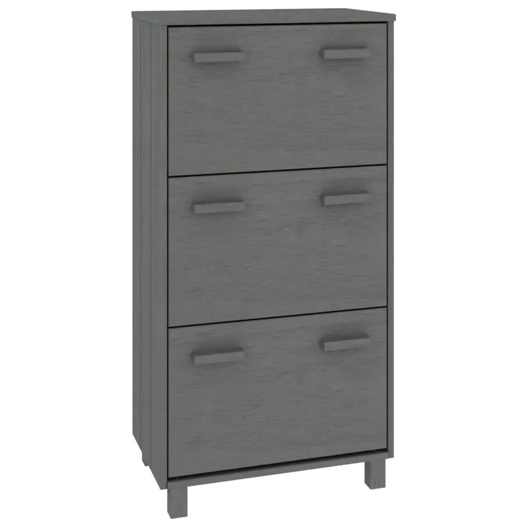 Shoe Cabinet "HAMAR" Dark Grey 59.5x35x117 cm Solid Wood Pine 340514