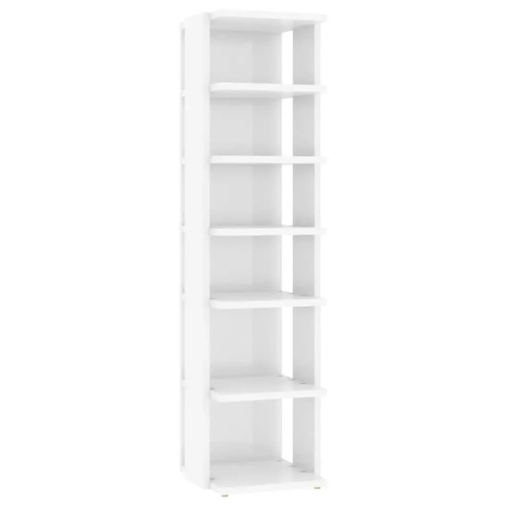 Shoe Cabinet High Gloss White 27.5x27x102 cm Engineered Wood 808497