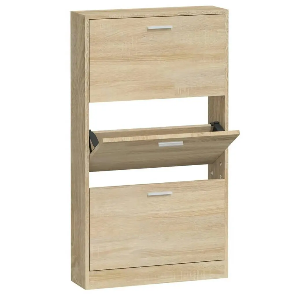 Shoe Cabinet Oak 59x17x108 cm Engineered Wood 342527