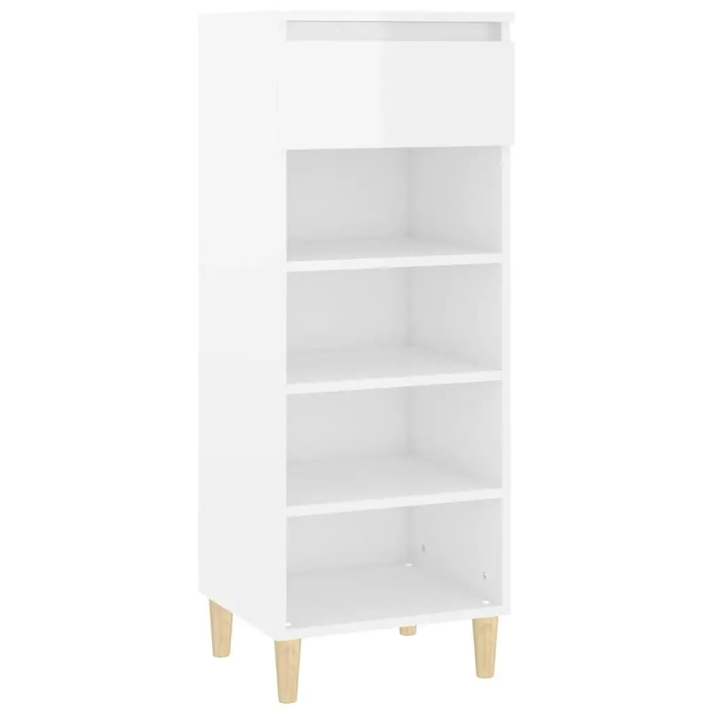 Shoe Cabinet High Gloss White 40x36x105 cm Engineered Wood 819774