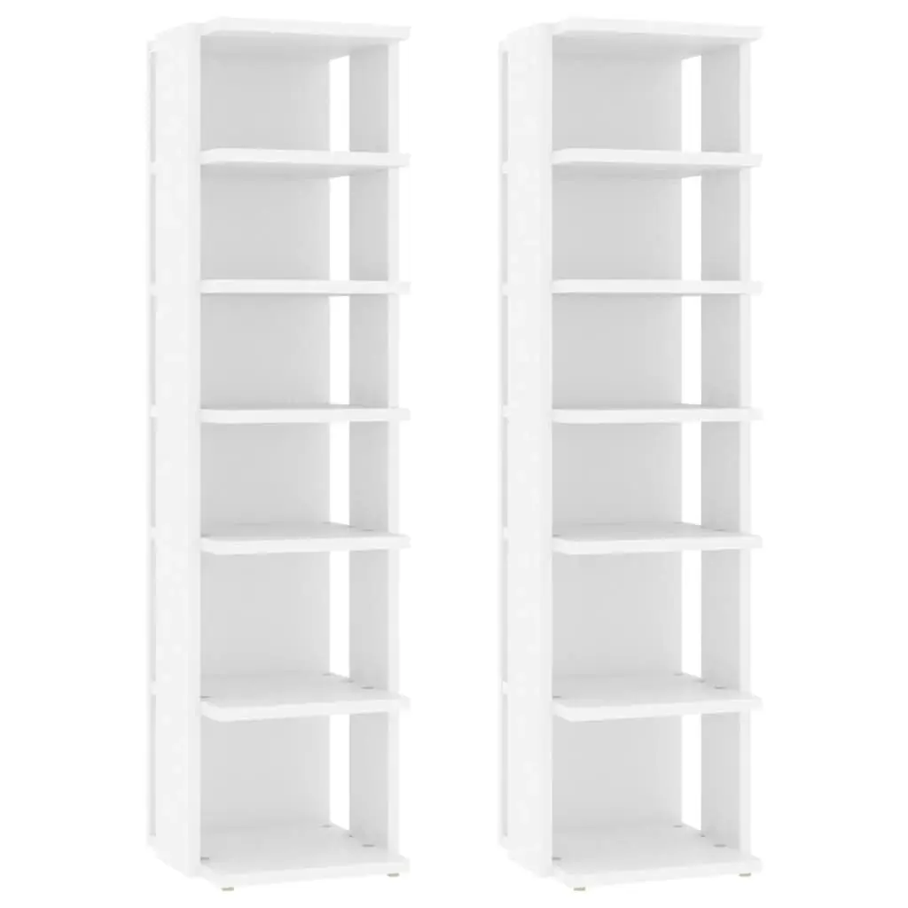 Shoe Cabinets 2 pcs White 27.5x27x102 cm Engineered Wood 808486