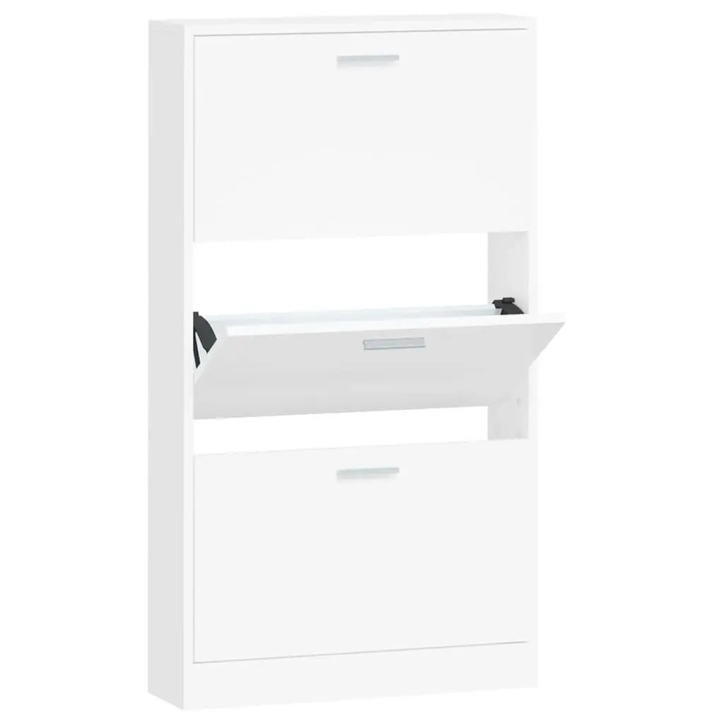 Shoe Cabinet White 59x17x108 cm Engineered Wood 342526