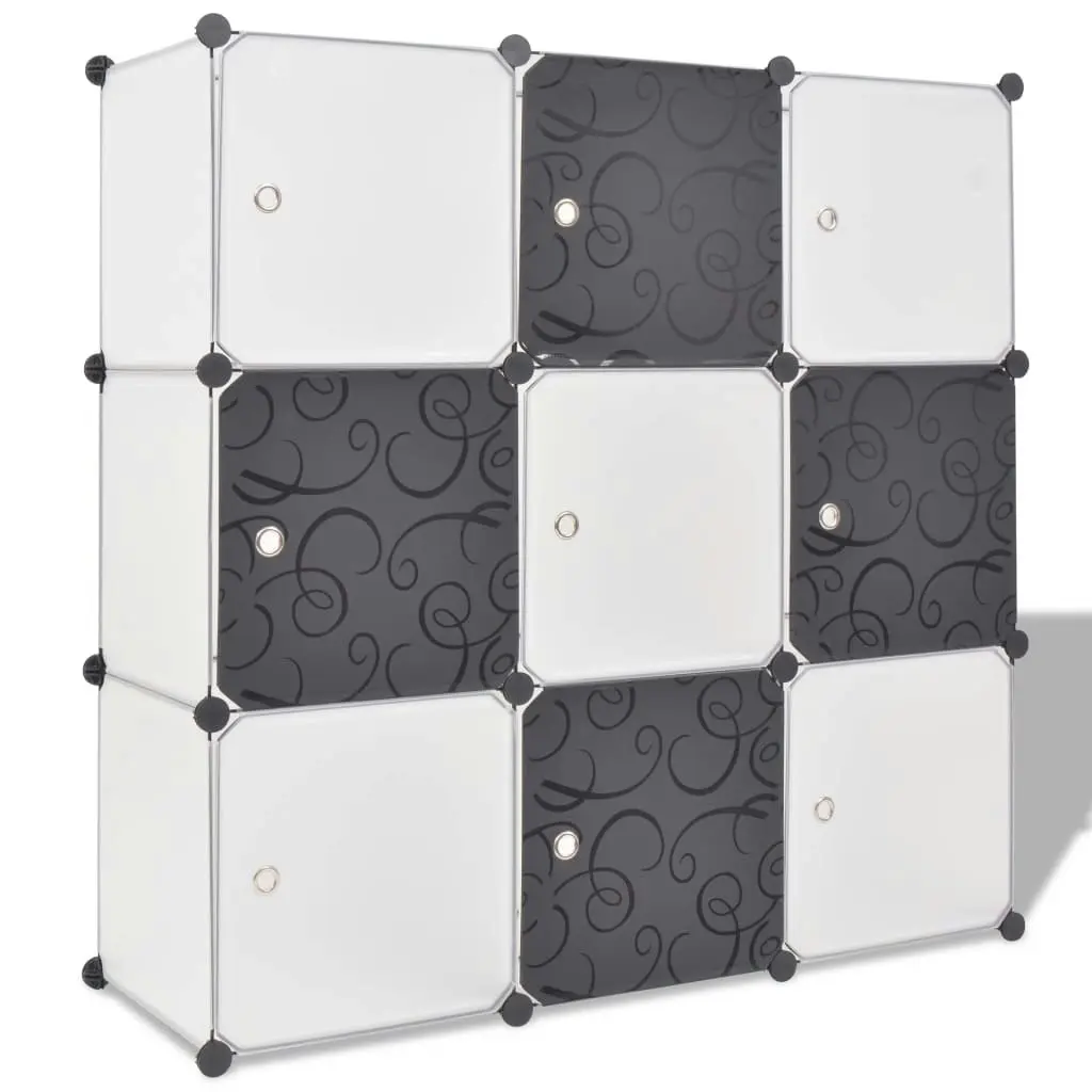 Storage Cube Organiser with 9 Compartments Black and White 244924