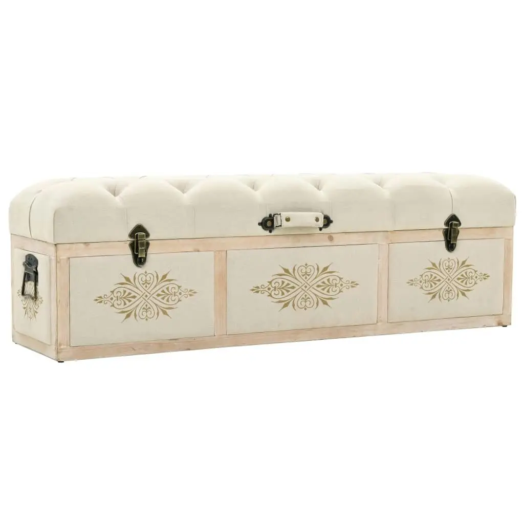 Storage Bench 110 cm Cream Solid Firwood and Fabric 339296