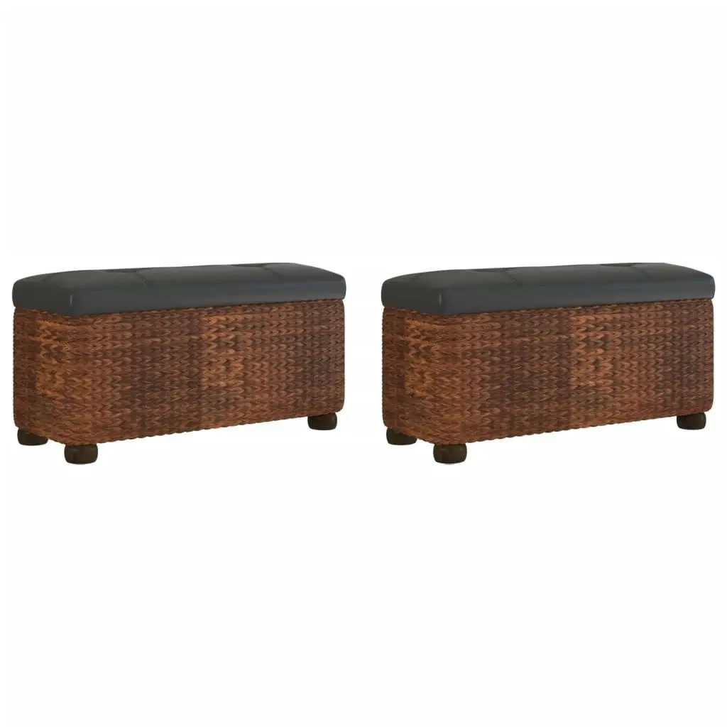 Storage Benches 2 pcs with Brown Cushion 69 cm Cattail 351813