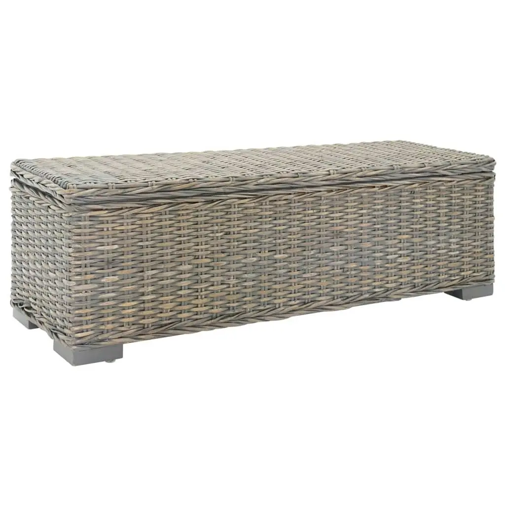 Storage Box Grey 110 cm Natural Kubu Rattan & Solid Wood Mango 344882