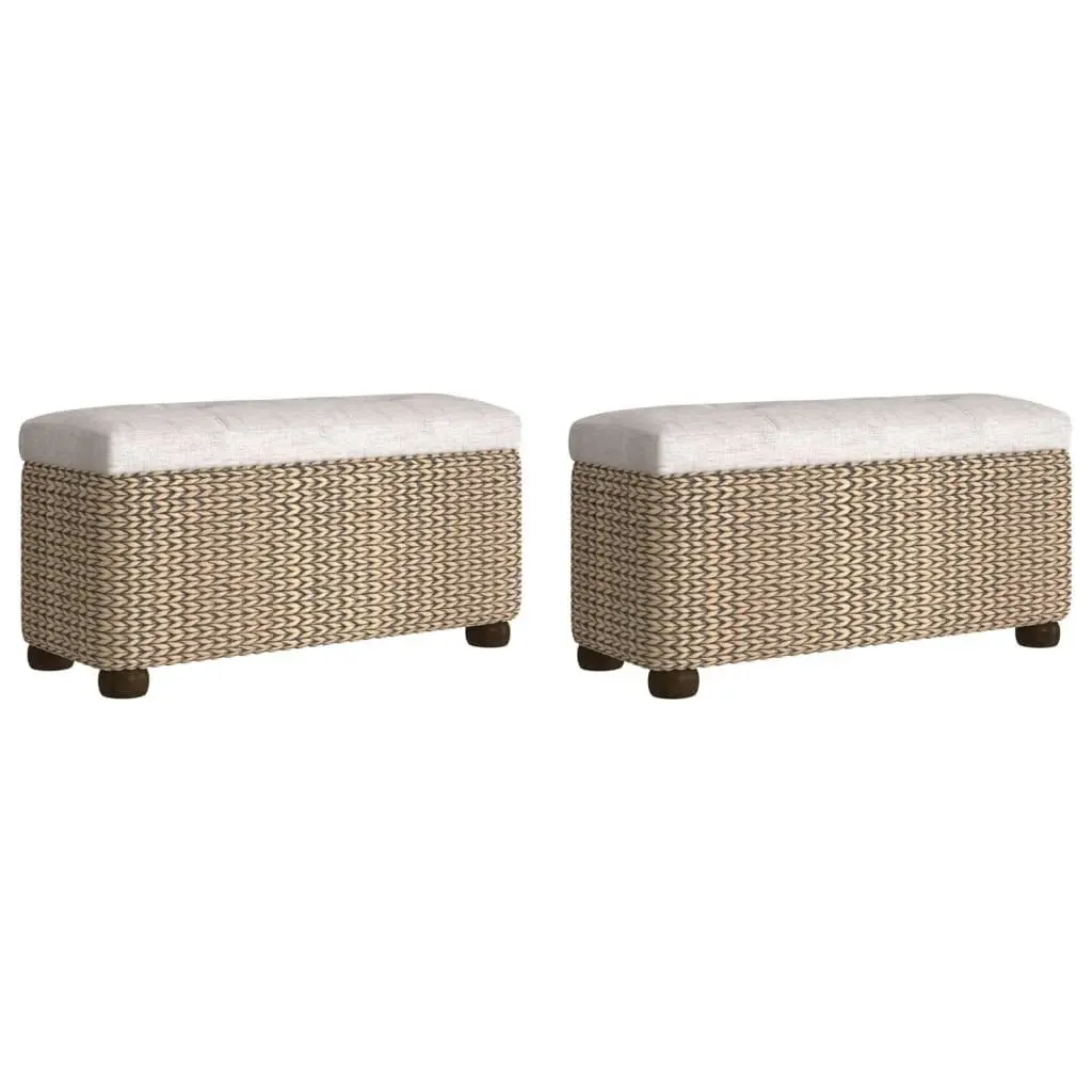 Storage Benches 2 pcs with Grey Cushion 69 cm Cattail 351812