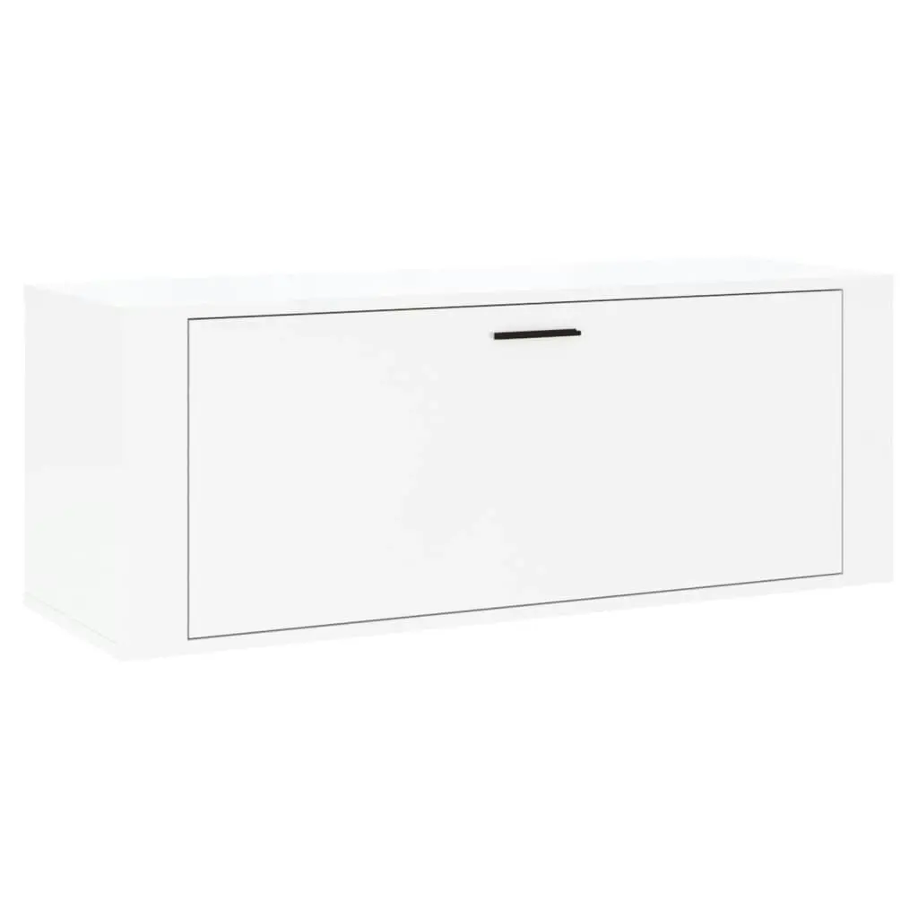 Wall Shoe Cabinet High Gloss White 100x35x38 cm Engineered Wood 821022