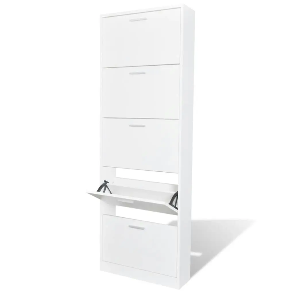 White Wooden Shoe Cabinet with 5 Compartments 241240