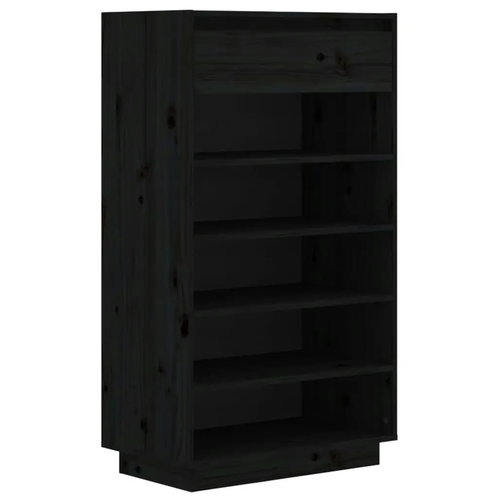 Shoe Cabinet Black 60x34x105 cm Solid Wood Pine 813554