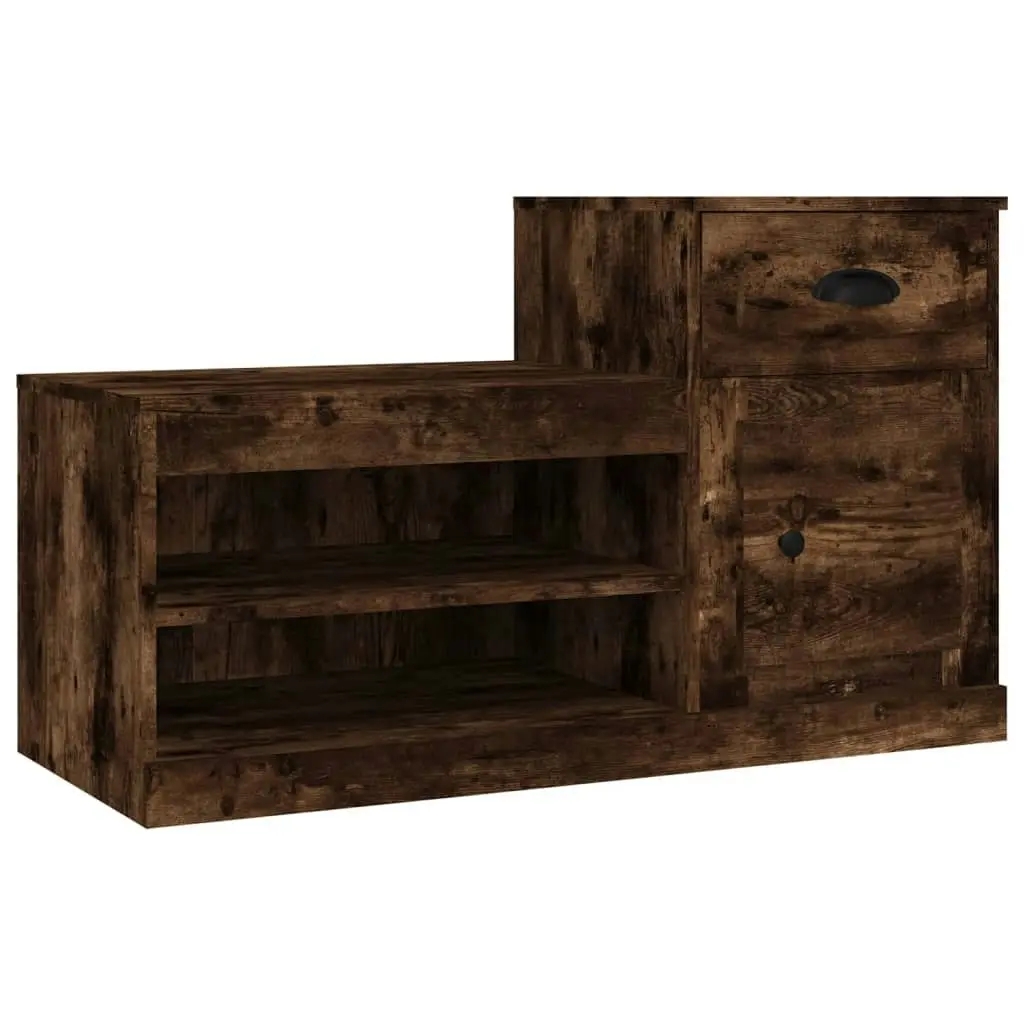 Shoe Cabinet Smoked Oak 100x42x60 cm Engineered Wood 816421