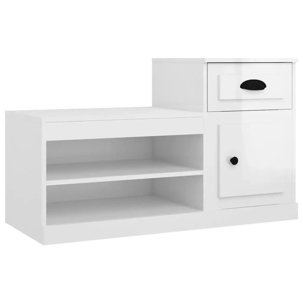 Shoe Cabinet High Gloss White 100x42x60 cm Engineered Wood 816418