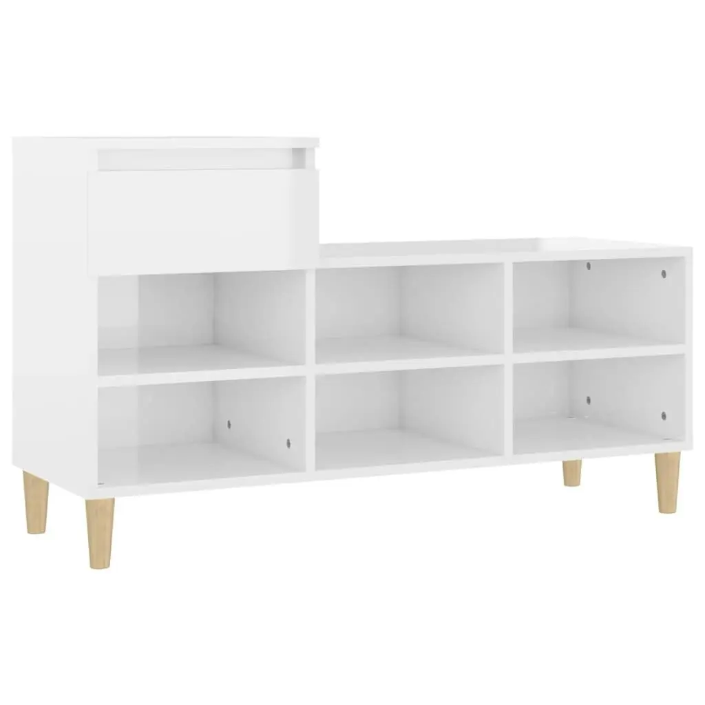 Shoe Cabinet High Gloss White 102x36x60 cm Engineered Wood 821206