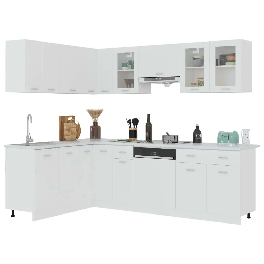 11 Piece Kitchen Cabinet Set White Engineered Wood 3067664