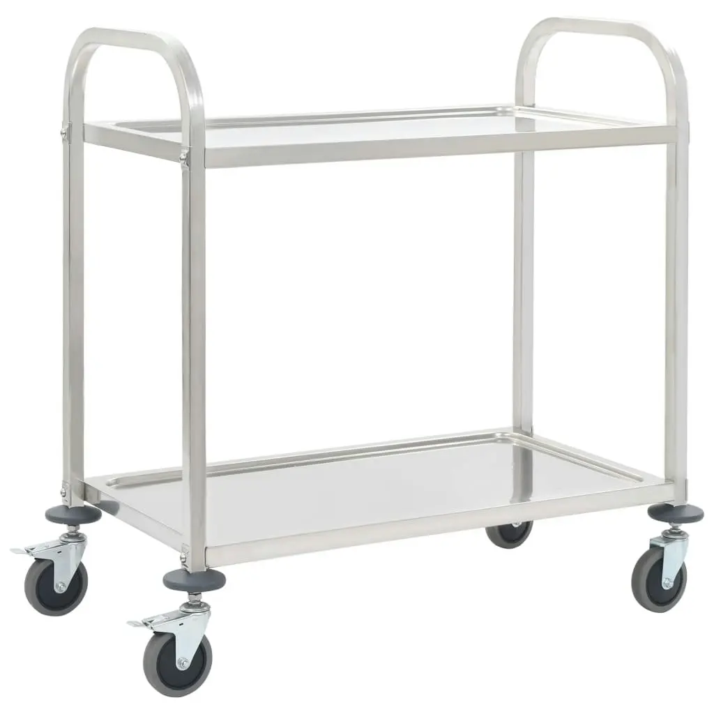 2-Tier Kitchen Trolley 96.5x55x90 cm Stainless Steel 50912