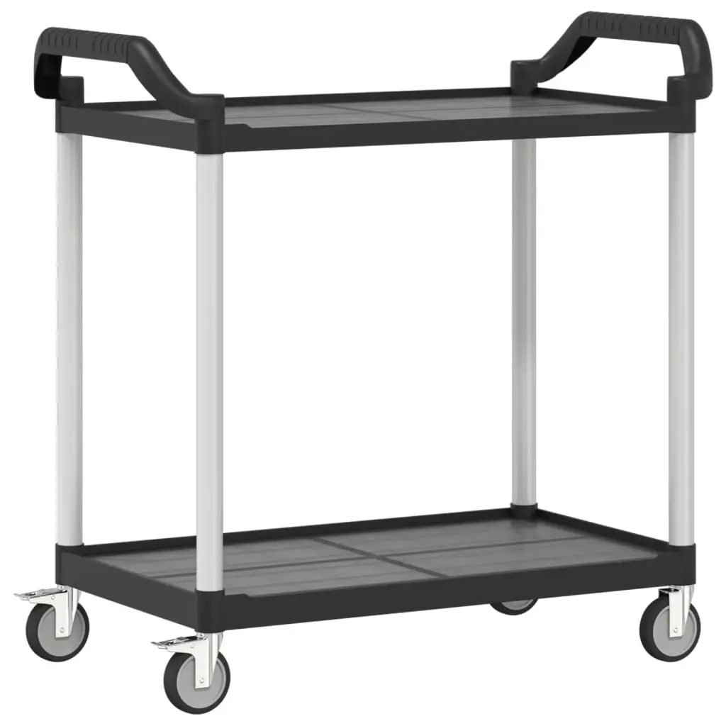 2-Tier Trolley Black 99x50x97 cm Aluminium 30324