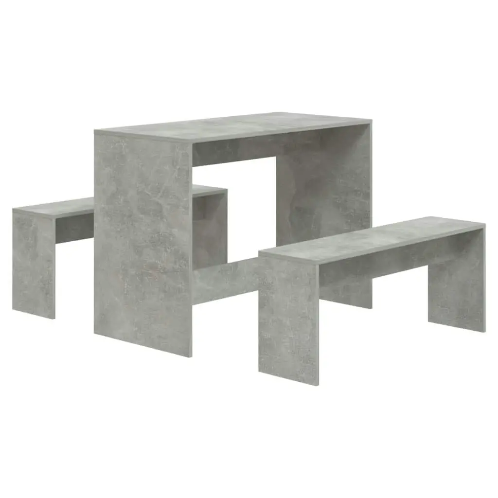 3 Piece Dining Set Concrete Grey Engineered Wood 809480