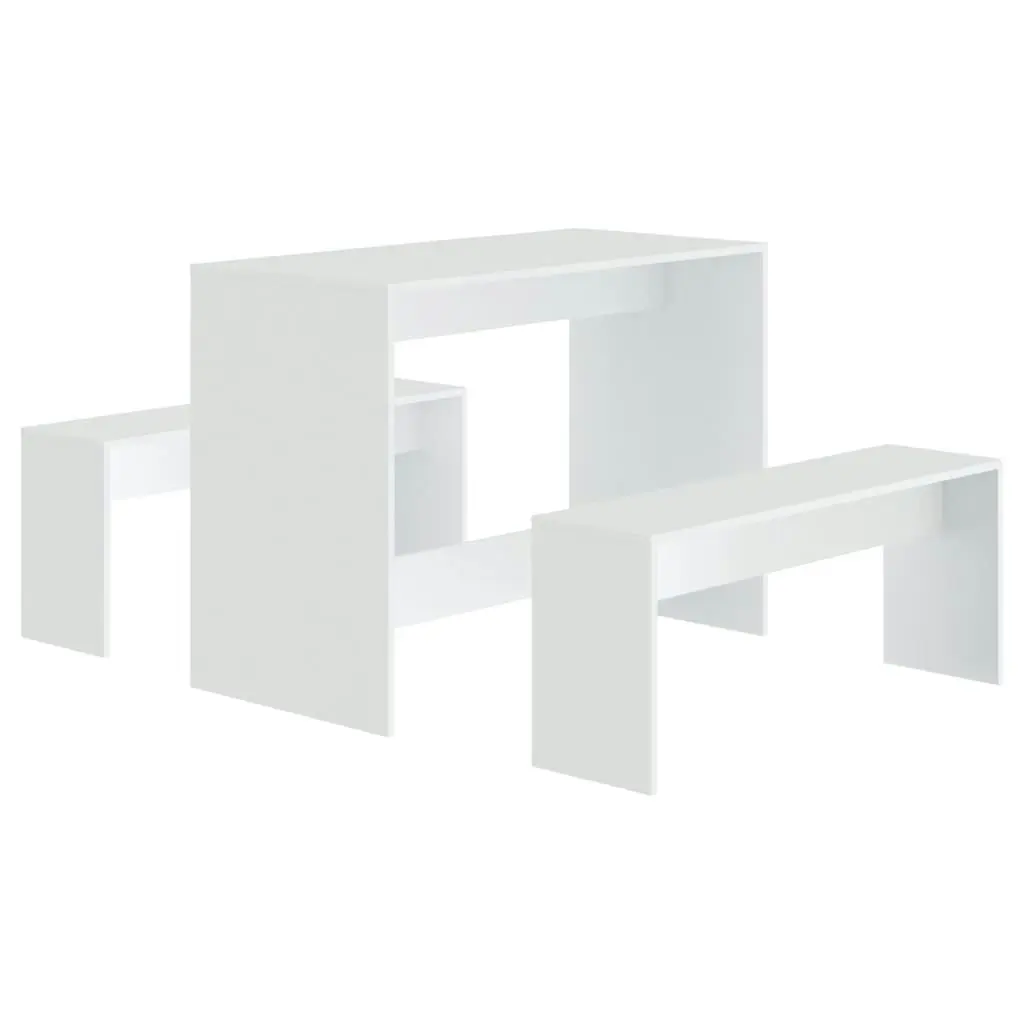 3 Piece Dining Set White Engineered Wood 809476