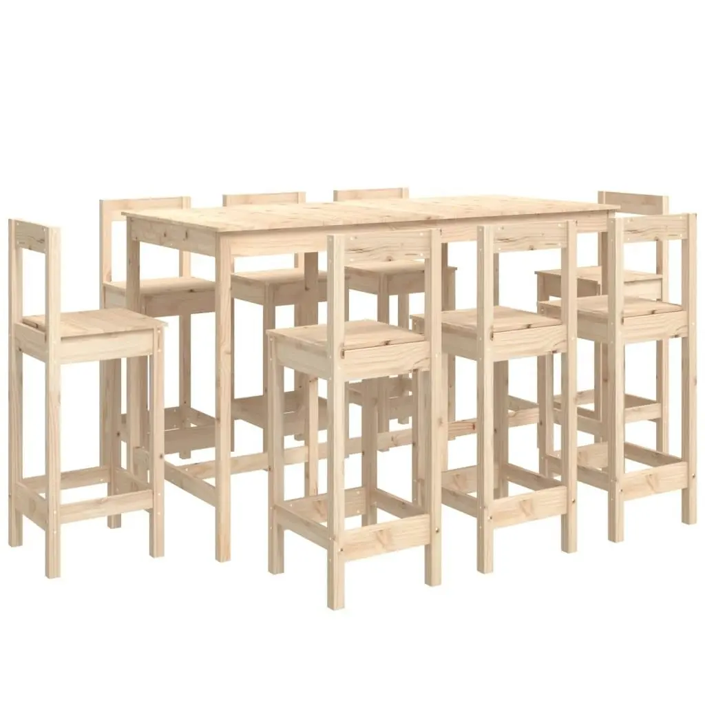 9 Piece Bar Set Solid Wood Pine 3124722