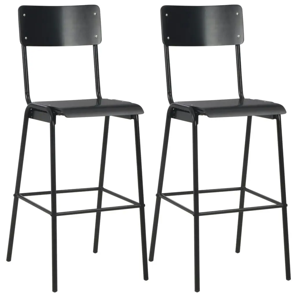 Bar Chairs 2 pcs Black Solid Plywood Steel 280081