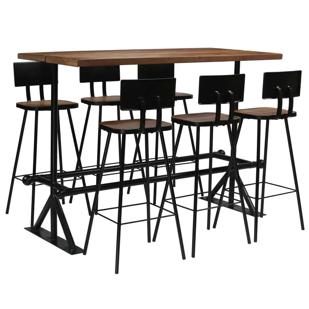 Bar Set 7 Piece Solid Reclaimed Wood 245396