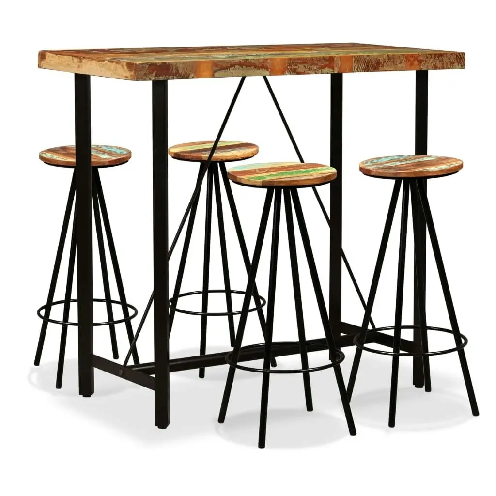 Bar Set 5 Pieces Solid Wood Reclaimed 275143