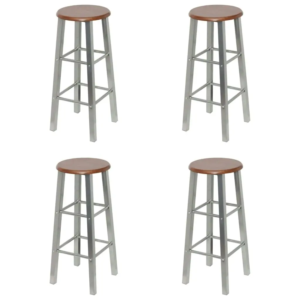 Bar Stools 4 pcs Silver and Brown MDF 277174