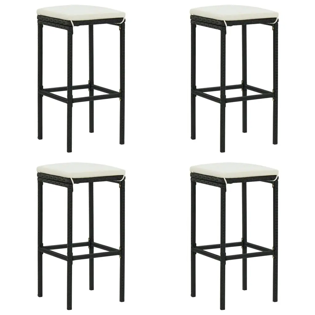 Bar Stools with Cushions 4 pcs Black Poly Rattan 313446