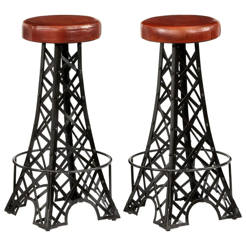 Bar Stools 2 pcs Real Leather 247659