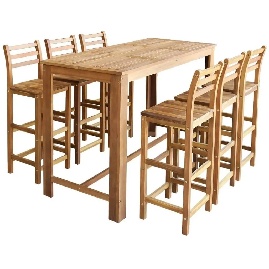 Bar Table and Chair Set 7 Pieces Solid Acacia Wood 246671