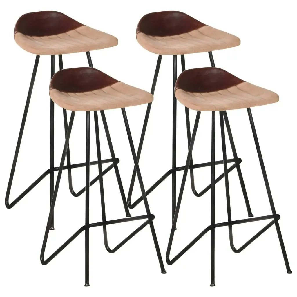 Bar Stools 4 pcs Brown Real Leather 320646