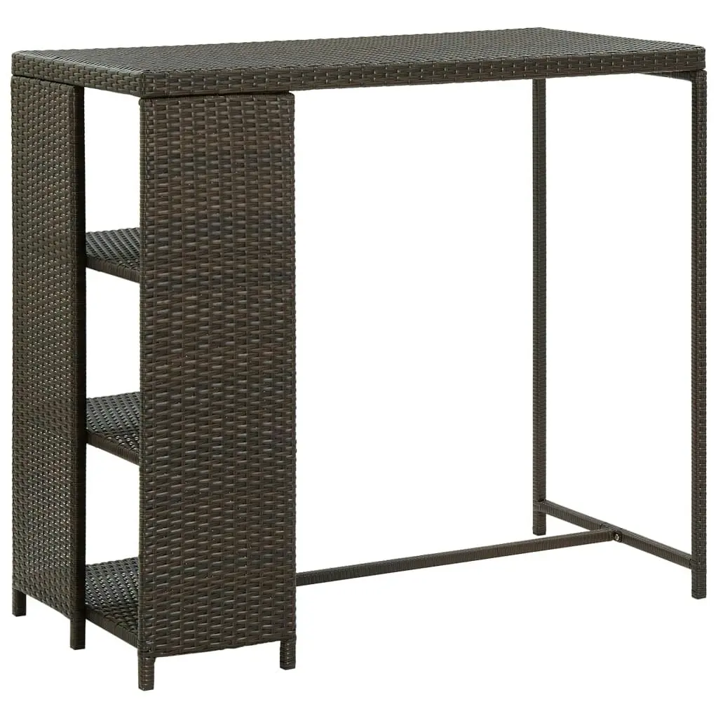 Bar Table with Storage Rack Brown 120x60x110 cm Poly Rattan 313475