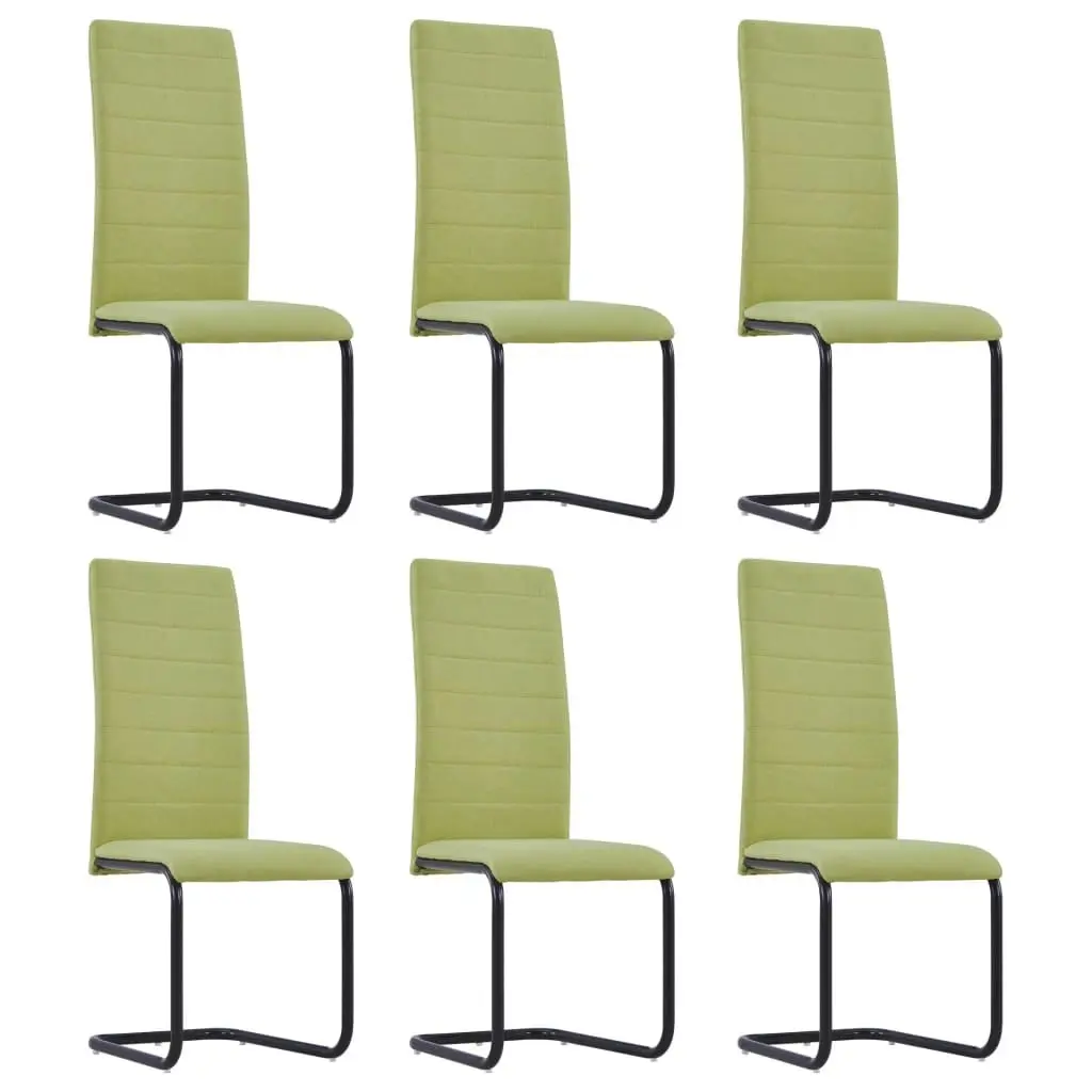 Cantilever Dining Chairs 6 pcs Green Fabric 279307