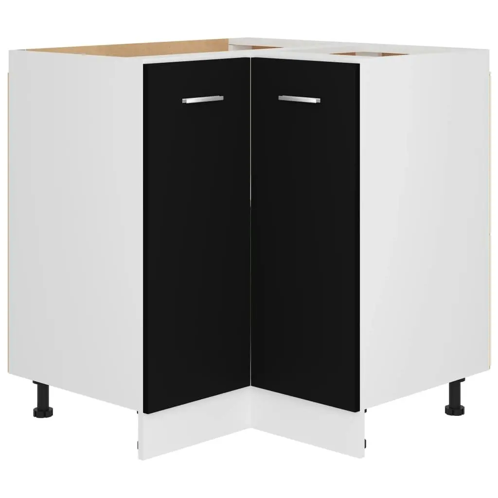 Corner Bottom Cabinet Black 75.5x75.5x81.5 cm Engineered Wood 802490