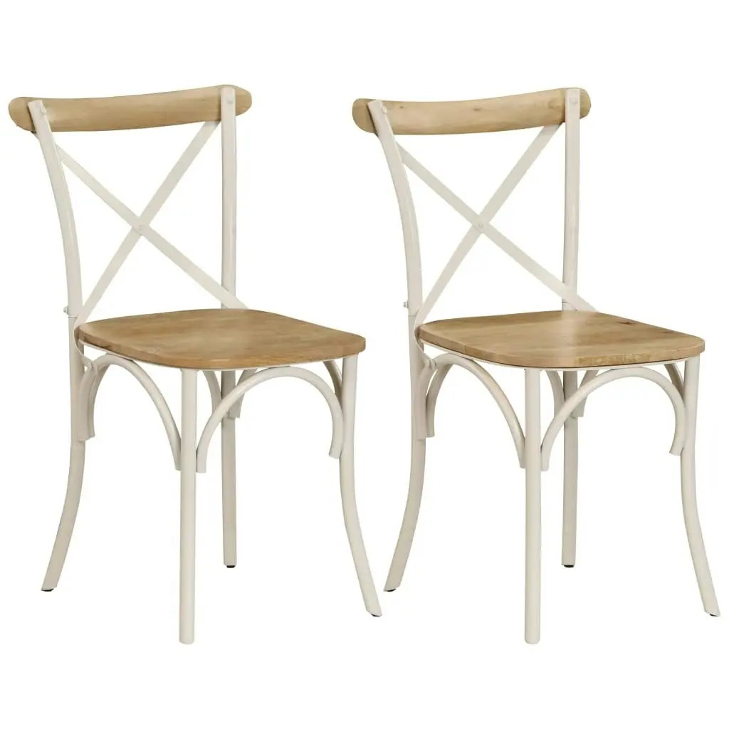 Cross Chairs 2 pcs White Solid Mango Wood 247315