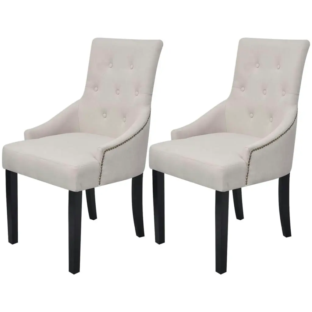 Dining Chairs 2 pcs Cream Grey Fabric 242402