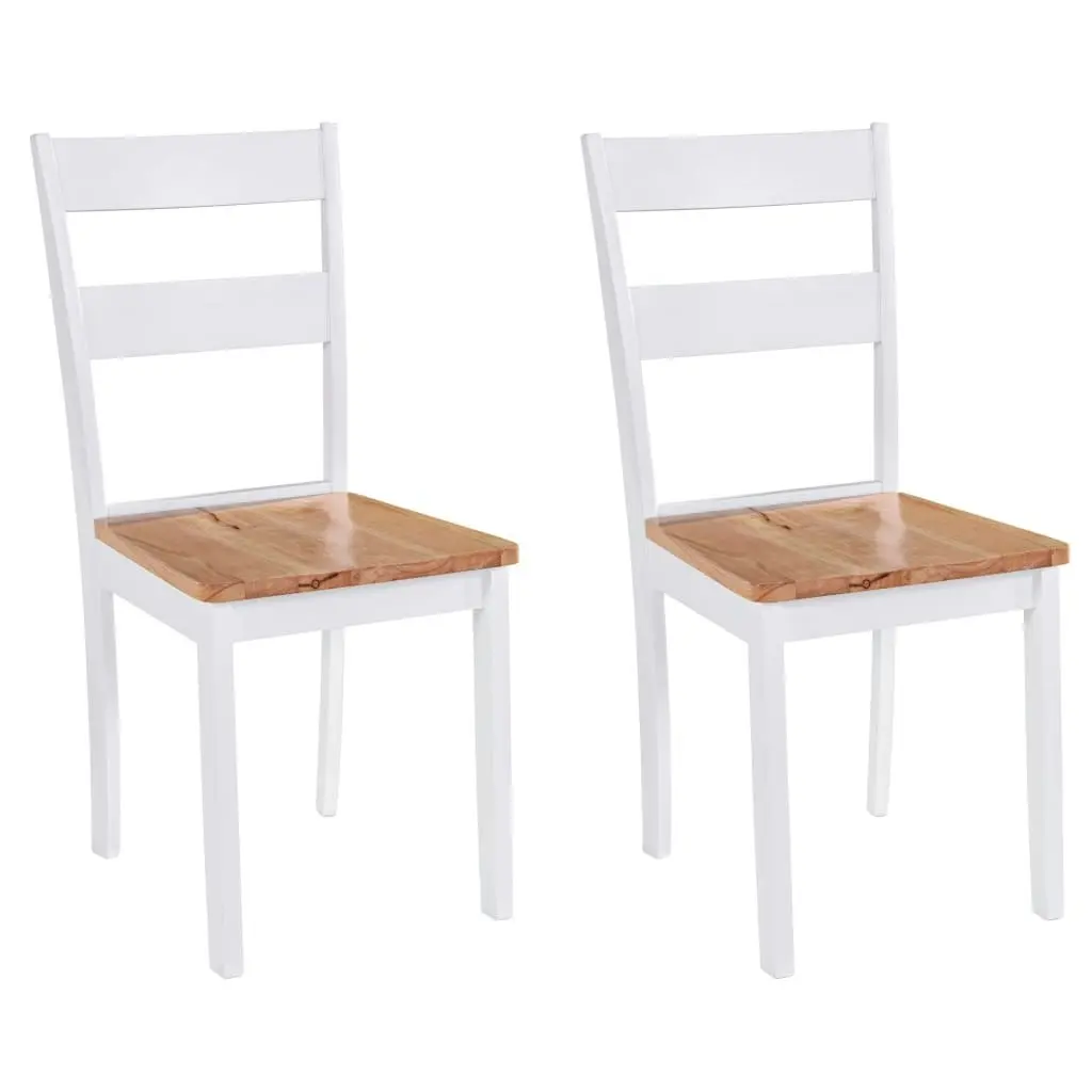 Dining Chairs 2 pcs White Solid Rubber Wood 245368