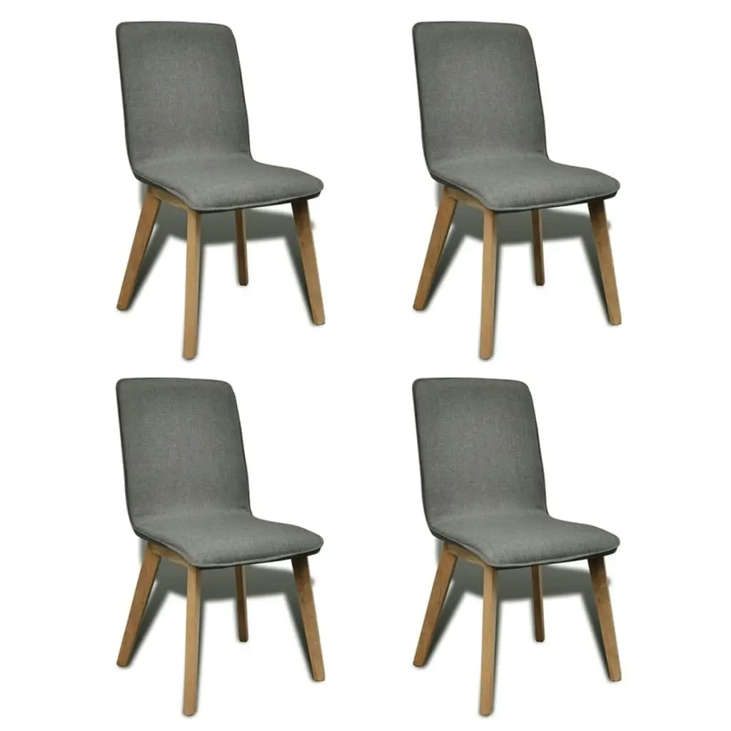 Dining Chairs 4 pcs Light Grey Fabric and Solid Oak Wood 241154