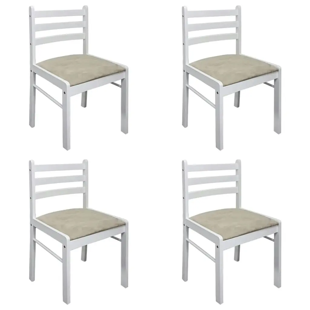 Dining Chairs 4 pcs White Solid Rubber Wood and Velvet 242031